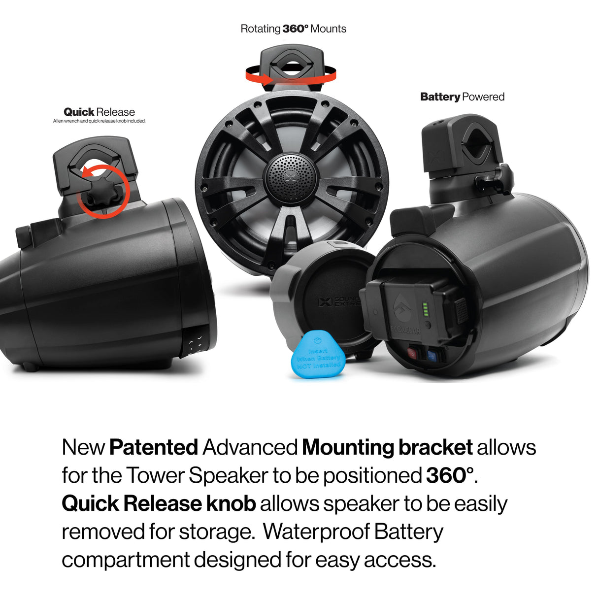 ExtremeTower Speakers TBB8 - 2 Battery Powered Bluetooth Amplified Tower Speakers