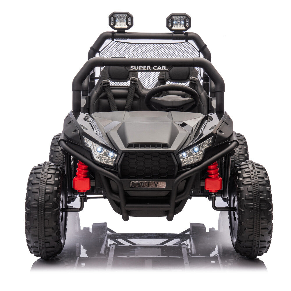 Two-Seater Kids Ride-On with Parental Remote Control, Rear Searchlight, and Bluetooth MP3 for Ages 3+