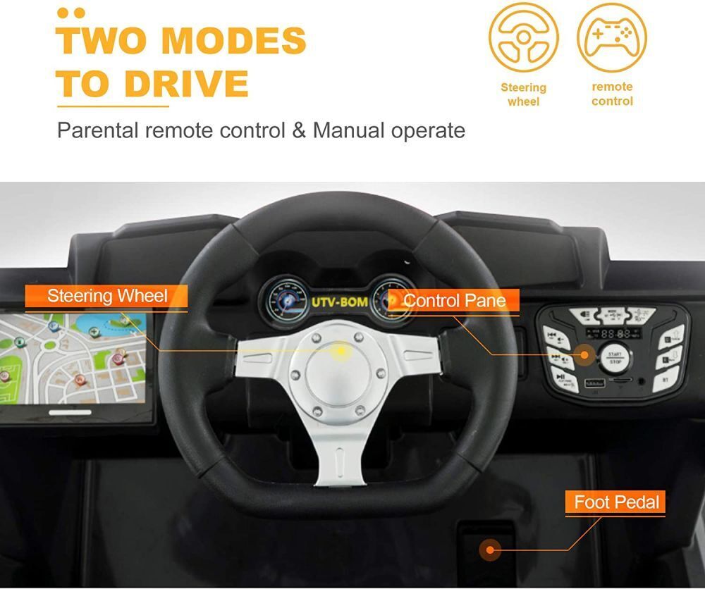 Uenjoy 12V Electric Off-Road UTV Ride On Car for Two, Realistic Design