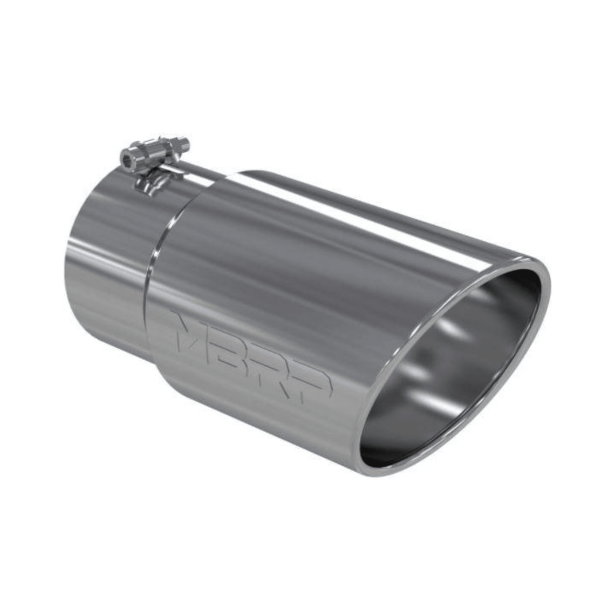 Universal Exhaust Tip 5" x 6" x 12" Angled Rolled End Polished Stainless (T5075)