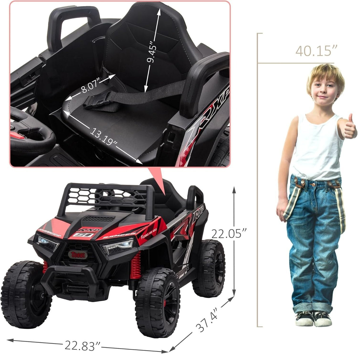 Vehículo eléctrico todoterreno UTV 12V para niños con avance y retroceso