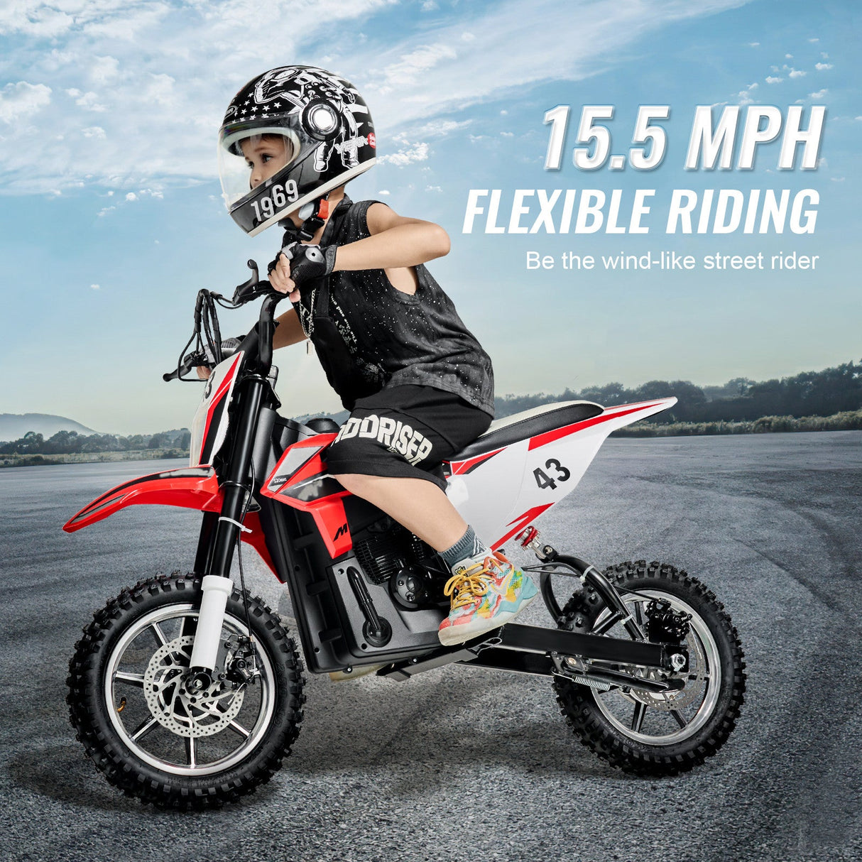 36V Electric Ride-On Motorcycle for Kids with LED Lights, Suitable for Ages 14+