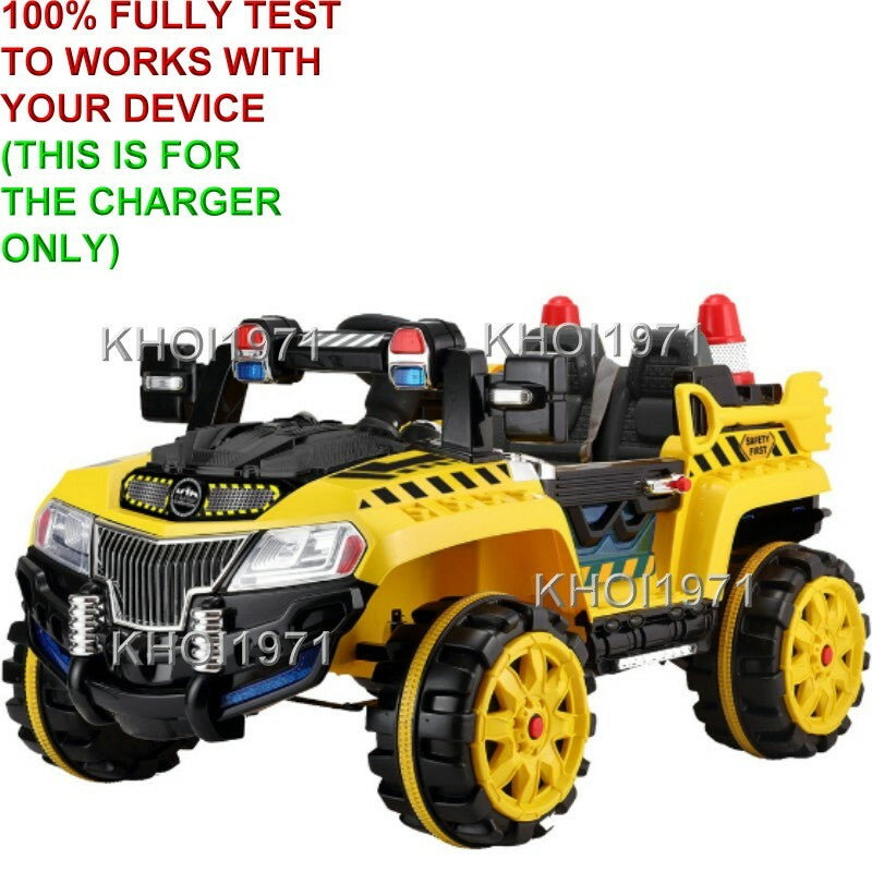 Yellow AC Wall Charger Adapter for Kid Motorz Construction Patrol Ride-On Truck Model 1158