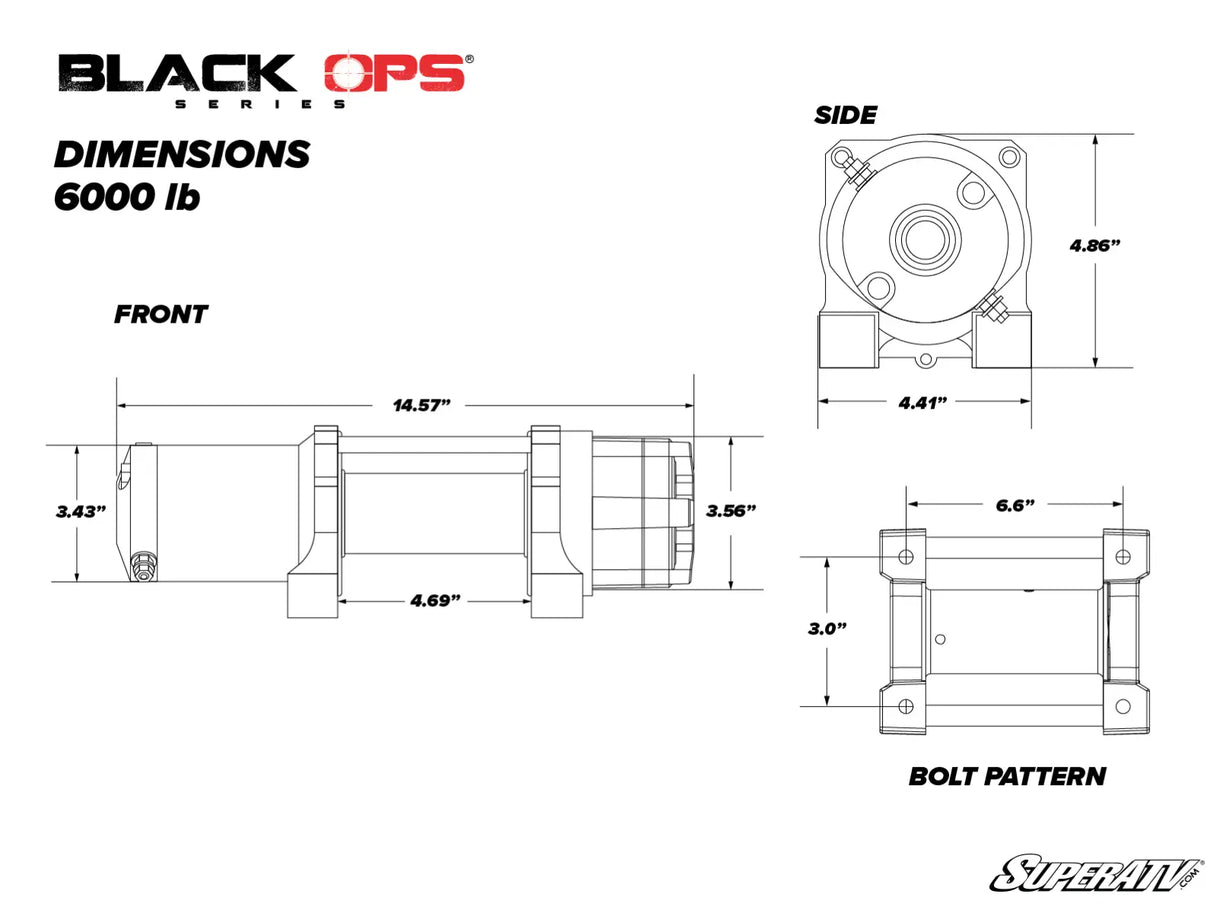 Black Ops 6000 LB. UTV Winch Superatv