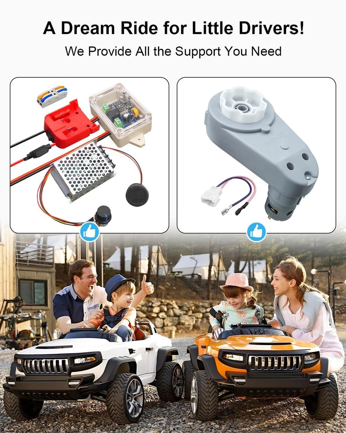 2PCS 18V-24V RS775 Electric Gearbox for Kids Ride-On Car