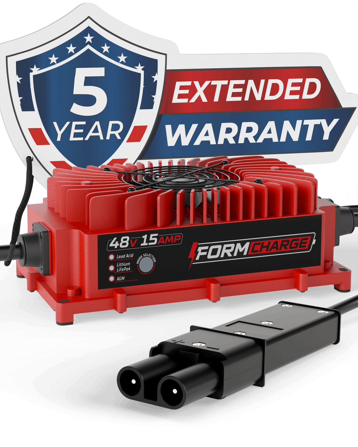 YAMAHA 48V Golf Cart Charger - G19 & G22 - 48V 15A Lithium, LiFePO4, Lead Acid, AGM FORM Charge