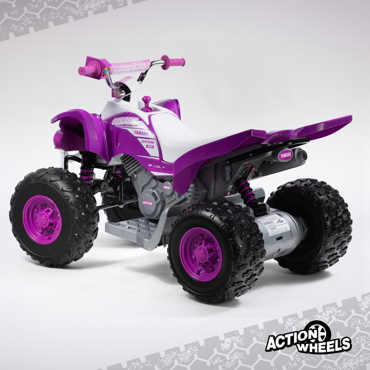 Yamaha Raptor 12V Battery-Powered Purple Ride-On ATV with Music for Ages 3-5
