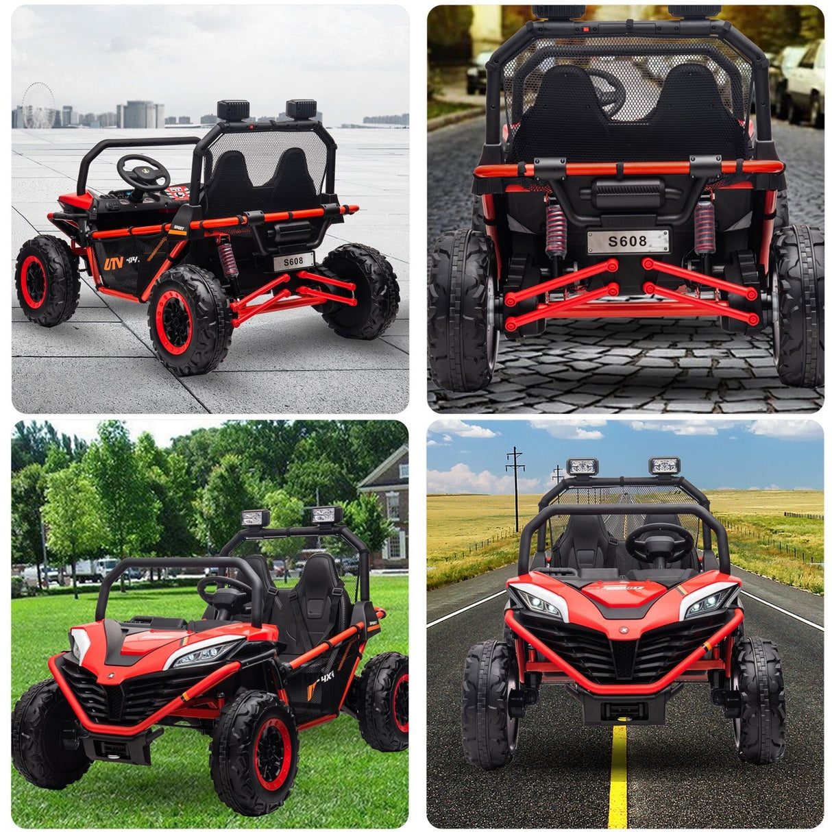24V Electric 2-Seater Kids Ride-On UTV Truck with 4WD and Remote Control, 4x80W Motors