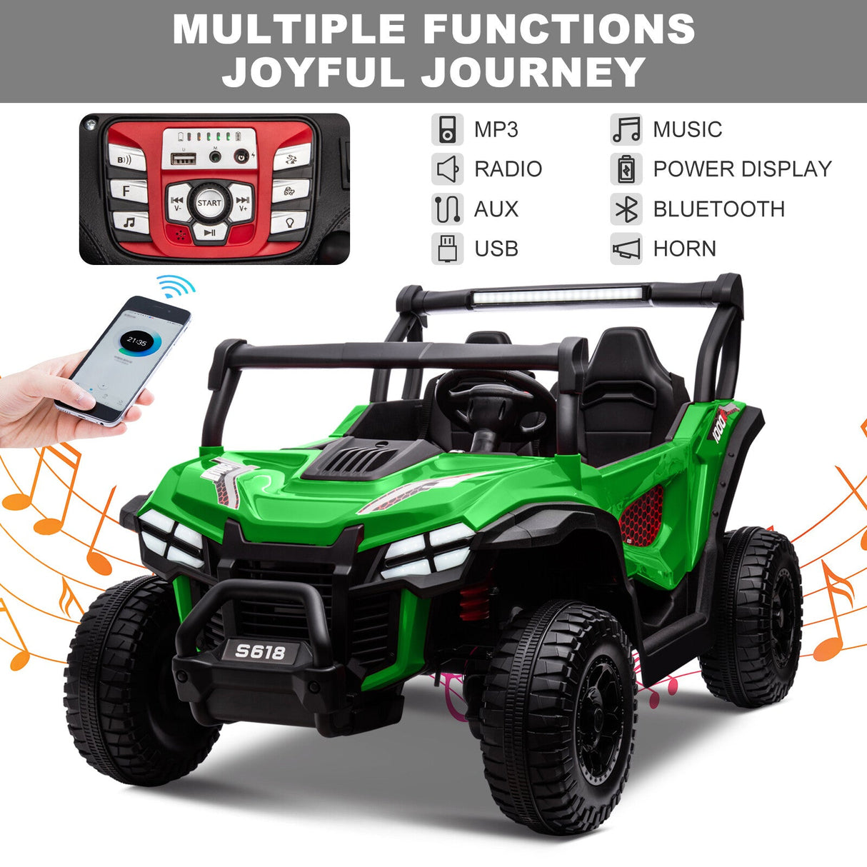 24V Kids Electric 2-Seater Off-Road UTV Truck Ride-On Car with 4WD and 80W Motor