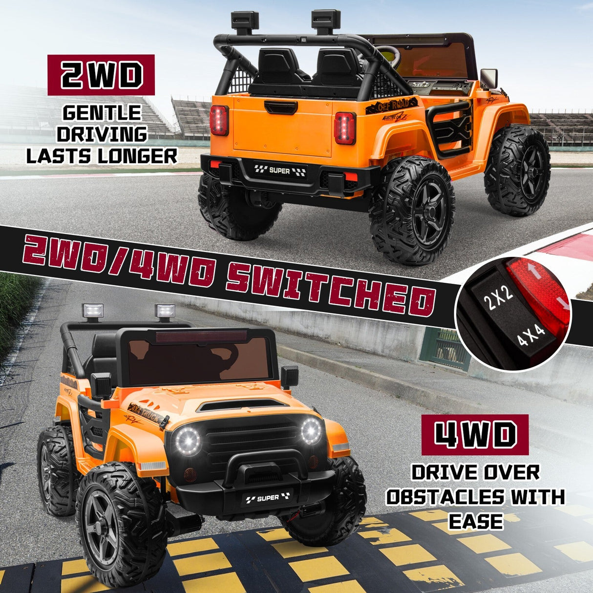 Kids Electric Ride-On Truck 24V 9AH Battery 4WD/2WD Power Car 2-Seater