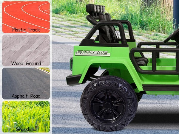 12V Electric Kids Ride-On Jeep Truck with Remote Control Battery-Powered Car Green