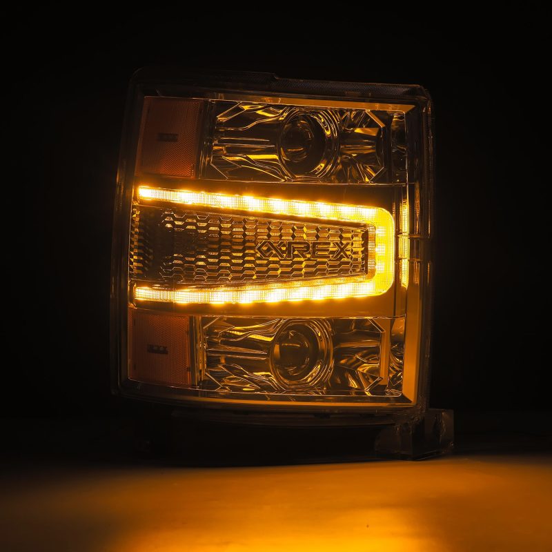Phares de projecteur AlphaRex 14-15 Chevy 1500 PRO-Series chromés avec signal séquentiel et DRL