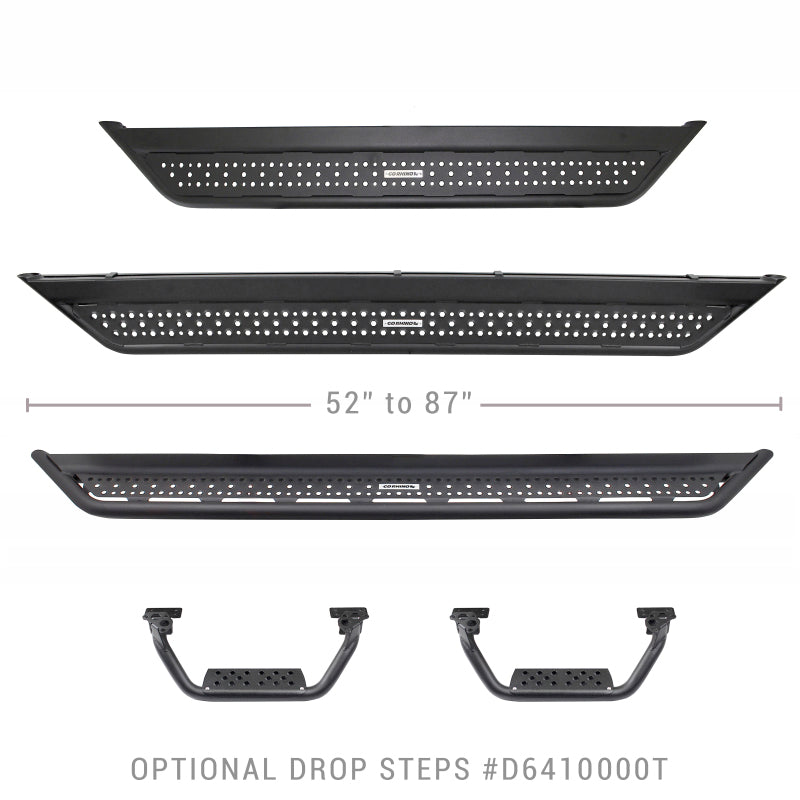 Marchepieds latéraux Go Rhino Dominator Extreme D6 - Tex Blk - Marches escamotables de 4 pouces (paire)
