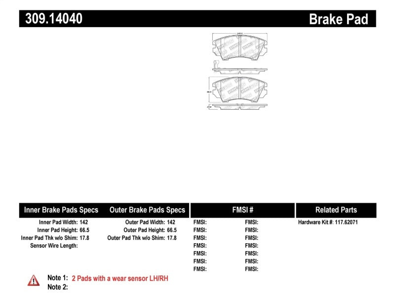 Plaquettes de frein avant StopTech Performance 11-16 Chevy Caprice