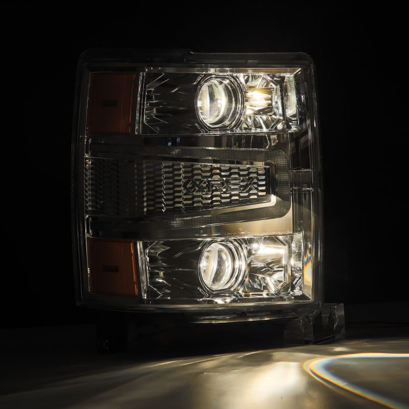 Phares de projecteur AlphaRex 14-15 Chevy 1500 PRO-Series chromés avec signal séquentiel et DRL
