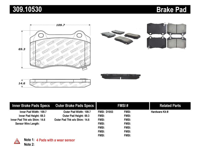 Plaquettes de frein arrière StopTech Performance 10+ Camaro