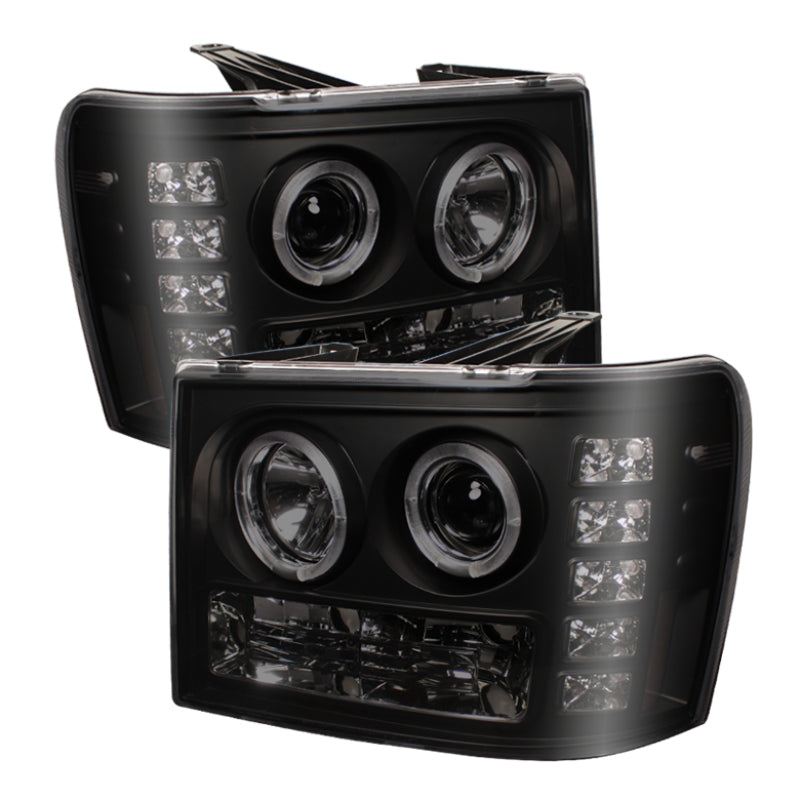 Phares de projecteur Spyder GMC Sierra 1500/2500 07-13 LED Halo- LED Blk Smke PRO-YD-GS07-HL-BSM