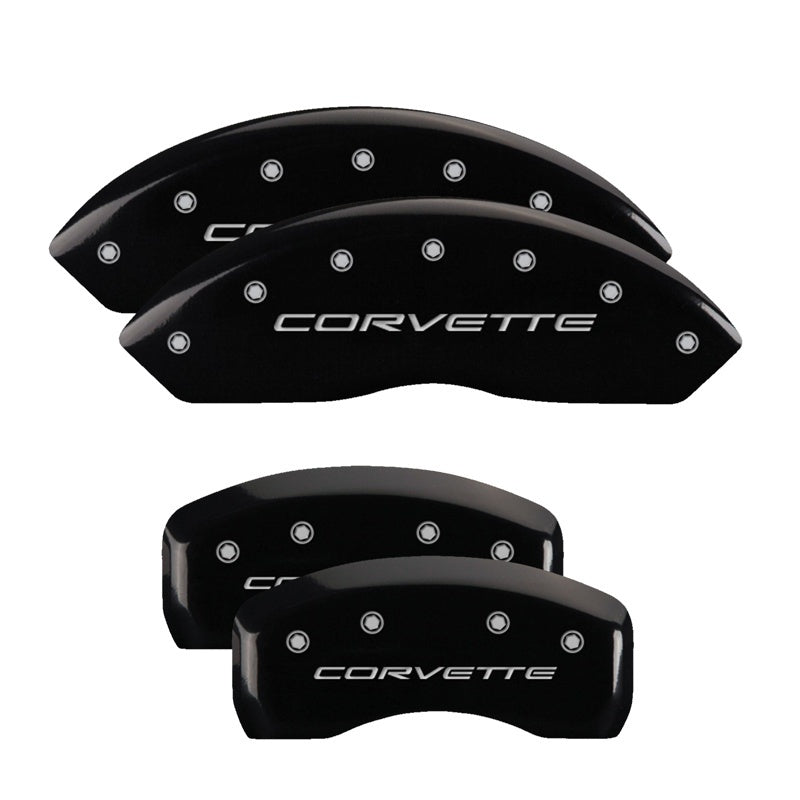 Couvre-étriers MGP 4 gravés avant et arrière C5/Corvette finition noire argent ch