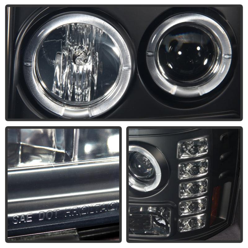 Phares de projecteur Spyder GMC Sierra 1500/2500 07-13 LED Halo- LED Blk Smke PRO-YD-GS07-HL-BSM