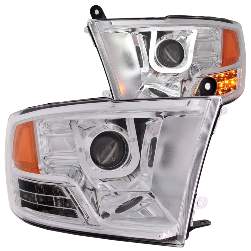 ANZO 2009-2016 Dodge Ram 1500 Phares de projecteur avec barre en U chromée