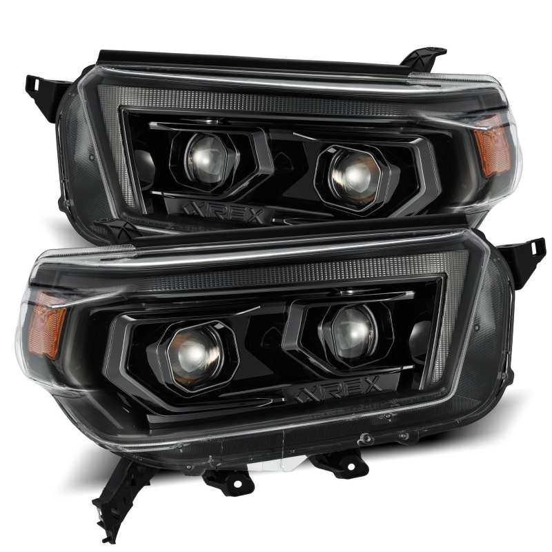 Phares à LED AlphaRex 10-13 Toyota 4Runner LUXX Projecteur Style Plank Alpha Noir avec signal Seq/DRL