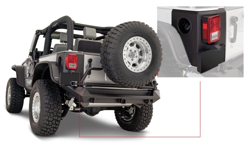 Coins arrière Bushwacker 07-18 Jeep Wrangler Trail Armor - Noir
