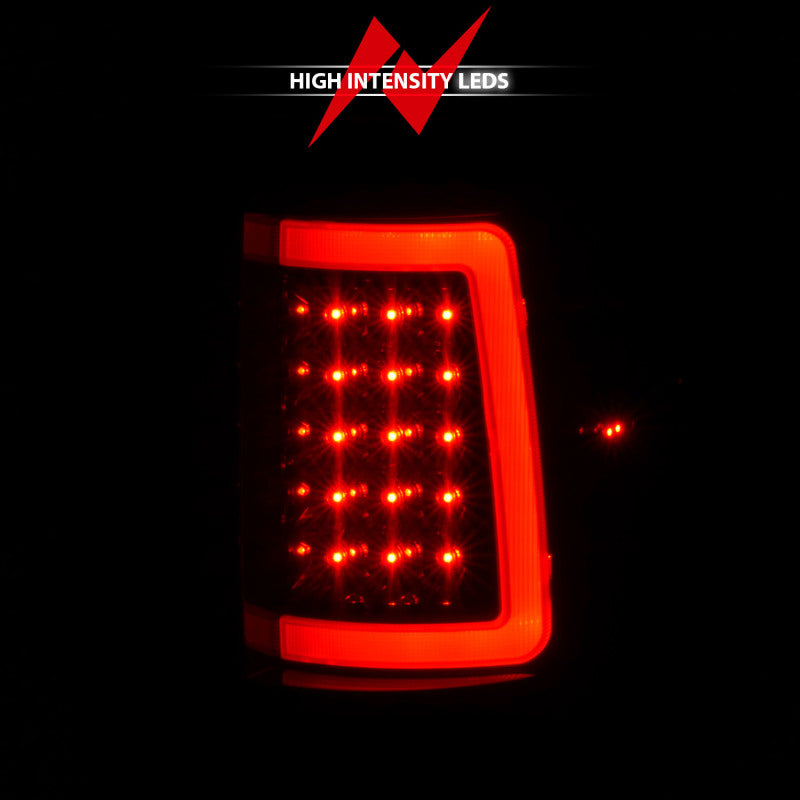 Feux arrière à LED ANZO 2004-2006 Ford F-150 avec barre lumineuse, boîtier noir, lentille transparente