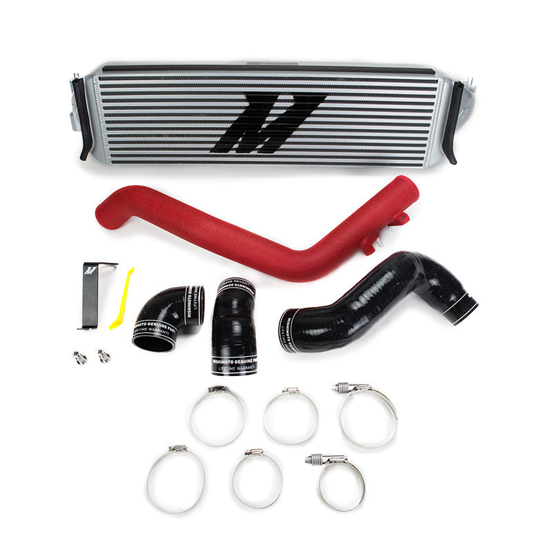 Kit d'échangeur intermédiaire Mishimoto pour Honda Civic Type R 2017+ - Échangeur intermédiaire argenté avec passepoil rouge