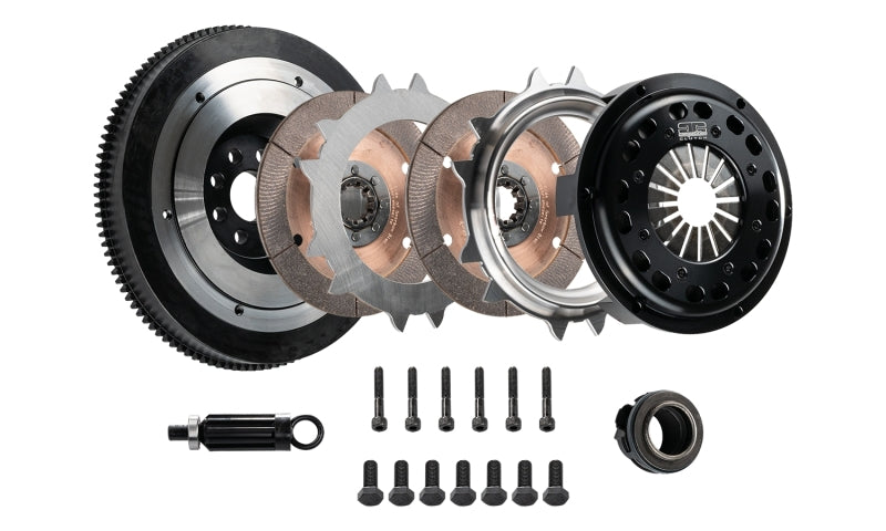 Kit d'embrayage MR à double disque en céramique DKM Clutch 00-06 BMW M3 184 mm avec volant moteur (couple de 650 pi/lb)