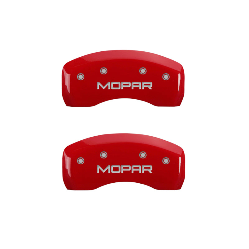 Couvre-étriers MGP 4 gravés avant et arrière MOPAR finition rouge argent ch