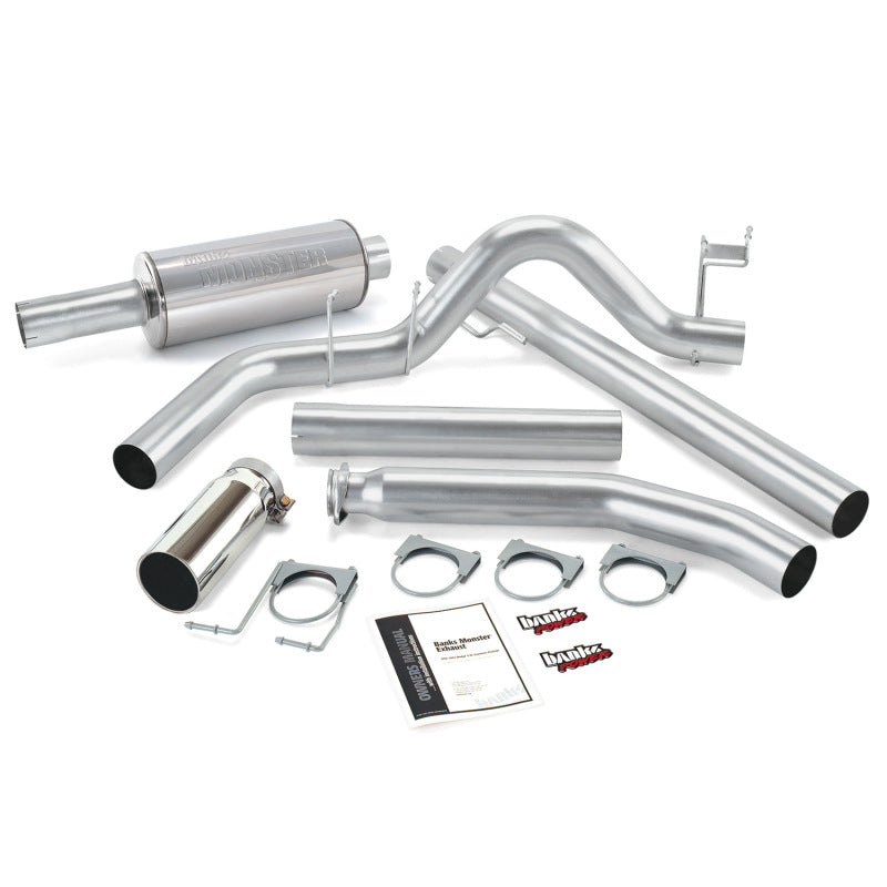 Système d'échappement Monster Banks Power 98-02 Dodge 5.9L Ext Cab - Échappement simple SS avec embout chromé