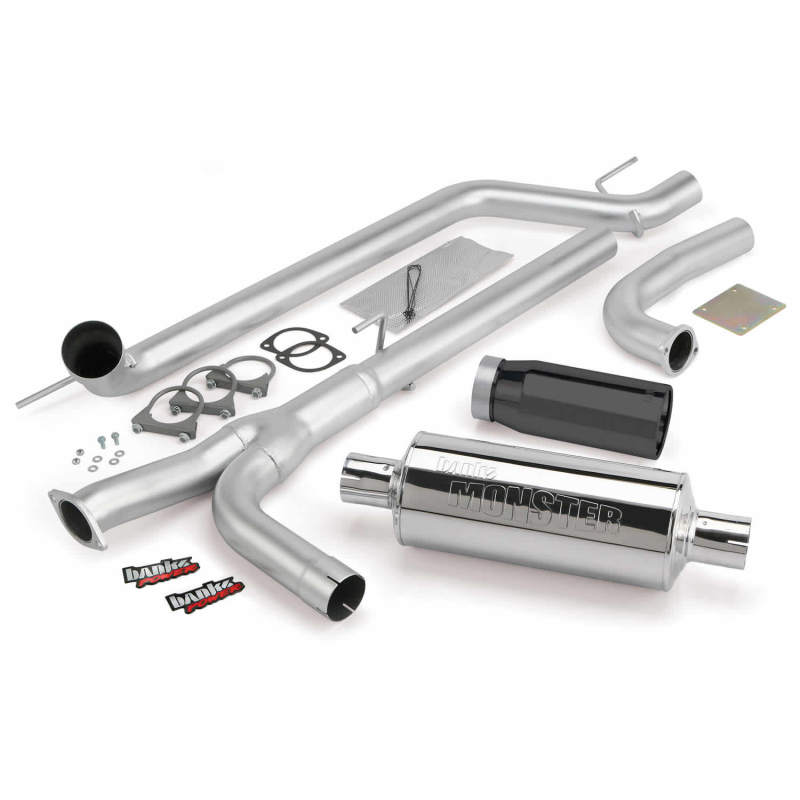 Système d'échappement Monster Banks Power 04-14 Nissan 5.6L Titan (tous) - Échappement simple SS avec embout noir