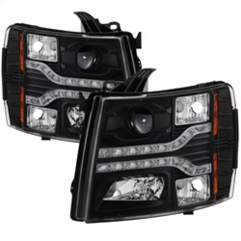 Phares de projecteur Spyder Chevy Silverado 1500 07-13 V2 - LED DRL - Noir PRO-YD-CS07V2-DRL-BK