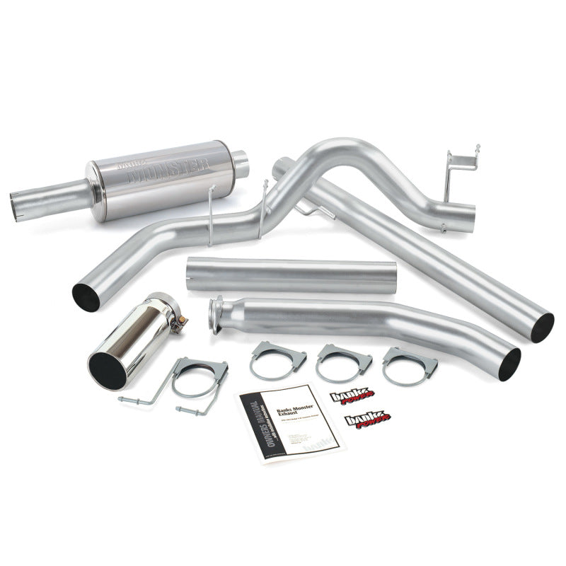 Système d'échappement Monster Banks Power 98-02 Dodge 5.9L Ext Cab - Échappement simple SS avec embout chromé