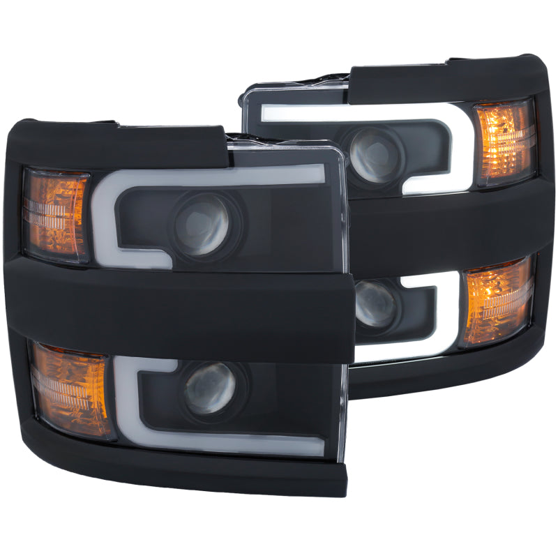 Phares de projecteur ANZO 15-17 Chevrolet Silverado 2500HD / 3500HD Noir avec bordure noire