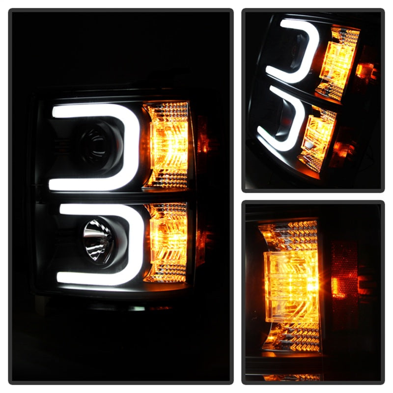 Phares de projecteur Spyder Chevy Silverado 1500 14-16 Barre lumineuse DRL Blk PRO-YD-CS14-LBDRL-BK