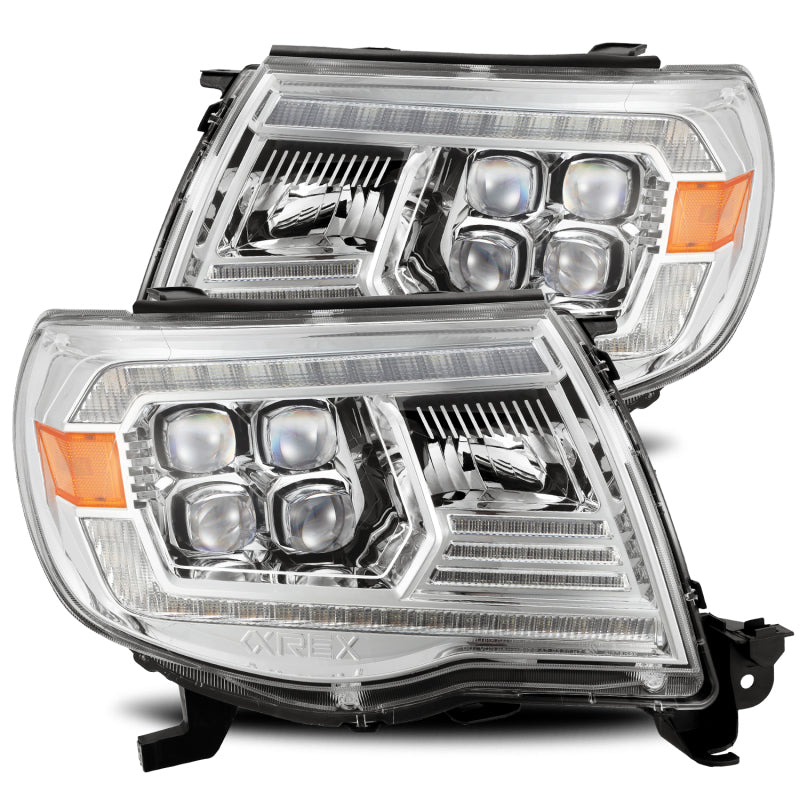 Phares de projecteur à LED AlphaRex 05-11 Toyota Tacoma NOVA style planche chromé avec lumière d'activation/DRL