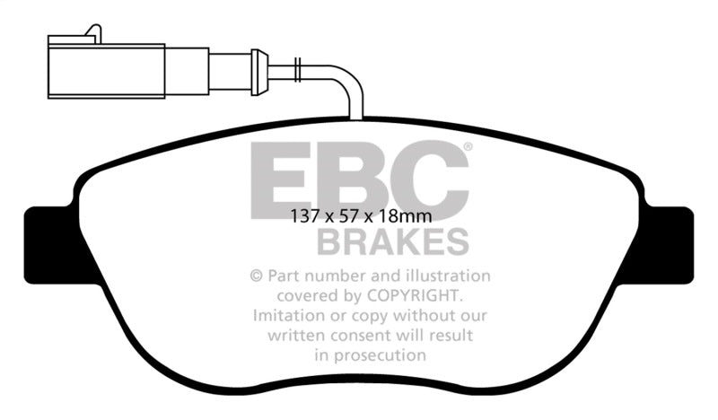 Plaquettes de frein avant EBC 12+ Fiat 500 1.4 Turbo Abarth Yellowstuff