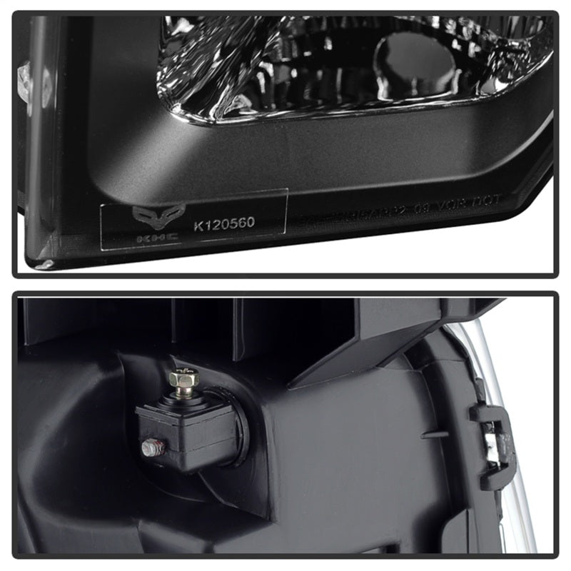 xTune Ford F150 09-14 Projector Headlights Halogen Model Only LED Halo Black PRO-JH-FF15009-CFB-BK