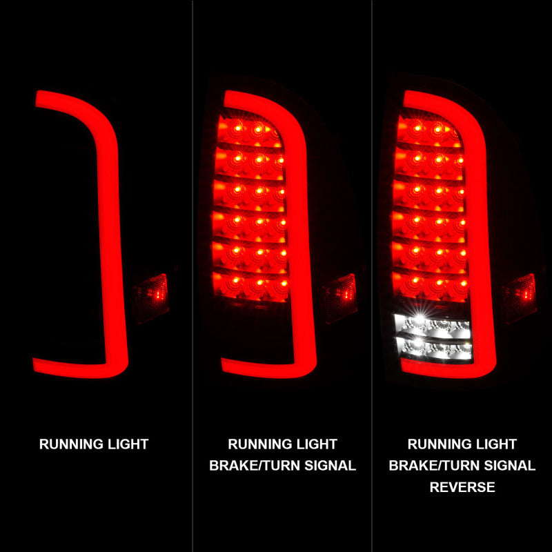 Feux arrière à LED ANZO 05-15 Toyota Tacoma avec barre lumineuse séquentielle, boîtier noir, lentille fumée