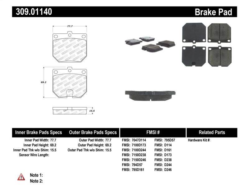 Plaquettes de frein StopTech Performance