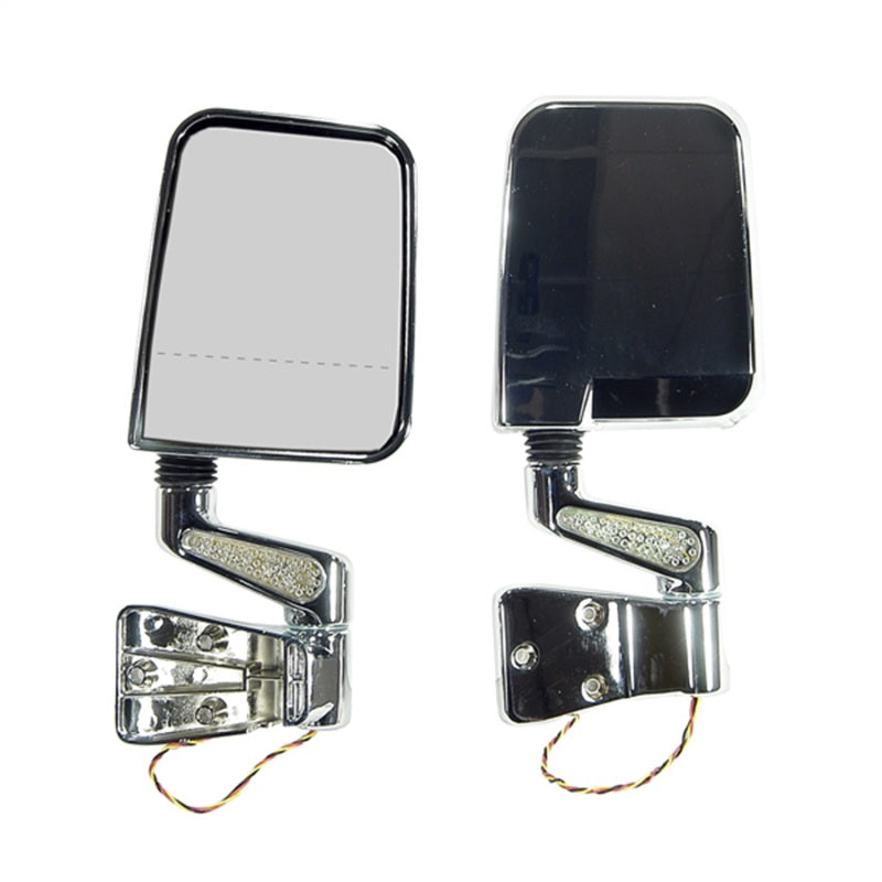 Kit de rétroviseurs extérieurs à double focalisation chromés Rugged Ridge 87-02 Jeep Wrangler YJ/TJ avec signal LED