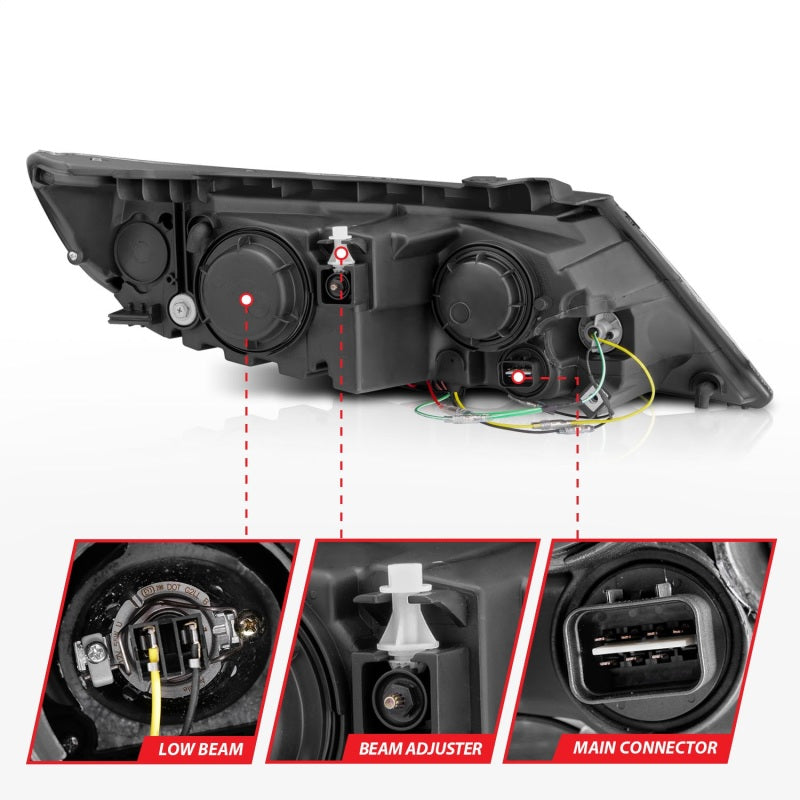 Phares de projecteur ANZO 2011-2013 Kia Sorento avec halo chromé (CCFL)