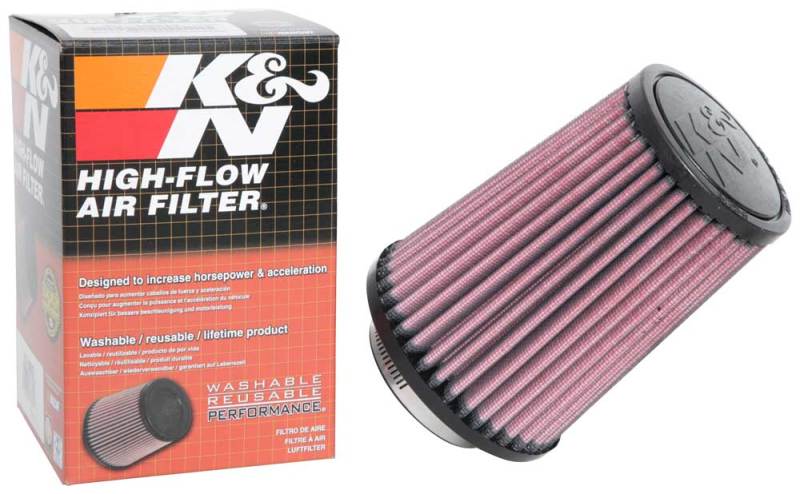 Filtre en caoutchouc universel K&N 2-1/2 po Flg / 4-1/2 po OD B / 3-1/2 po OD T / 6 po H - Dessus noir