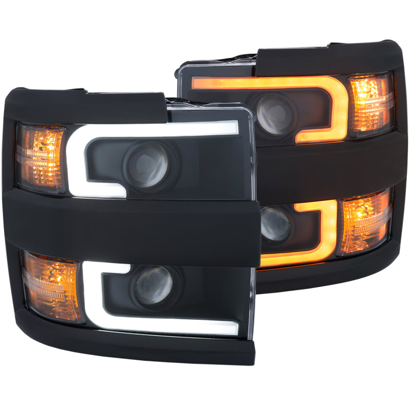 Phares de projecteur ANZO 15-17 Chevrolet Silverado 2500HD / 3500HD Noir avec bordure noire