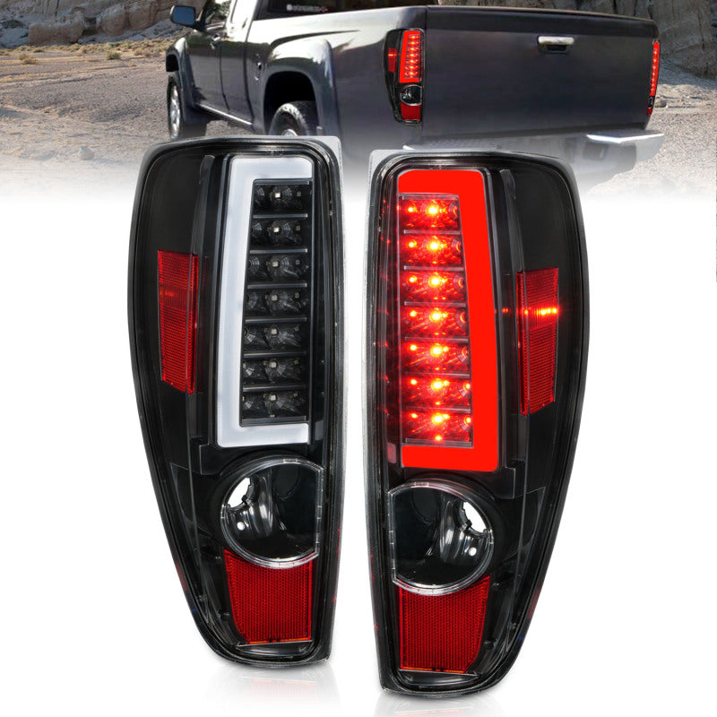 Feux arrière à LED ANZO 2004-2012 Chevrolet Colorado/GMC Canyon avec barre lumineuse et boîtier noir