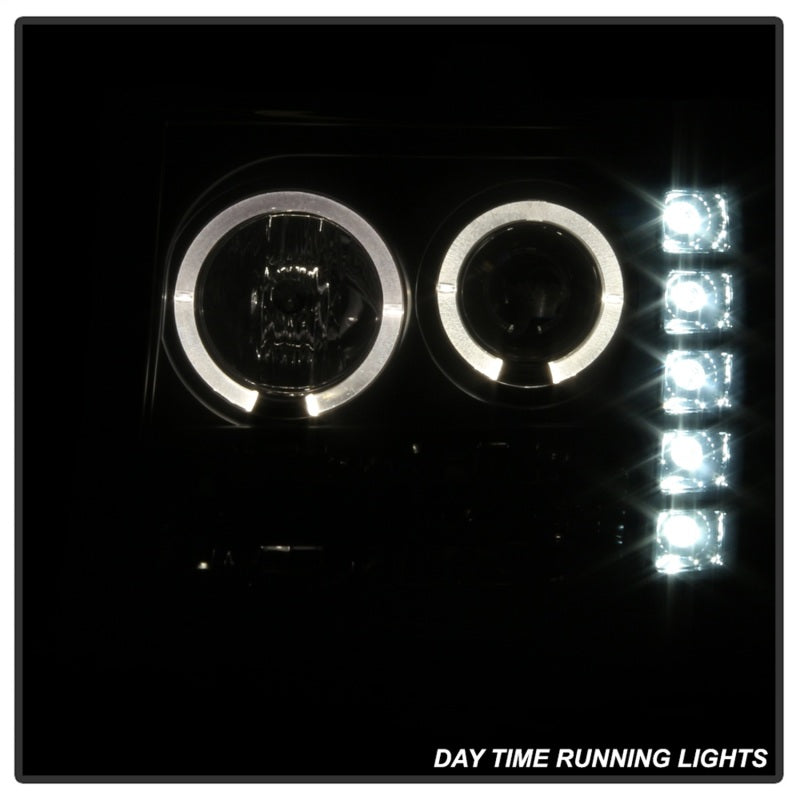 Phares de projecteur Spyder GMC Sierra 1500/2500 07-13 LED Halo- LED Blk Smke PRO-YD-GS07-HL-BSM