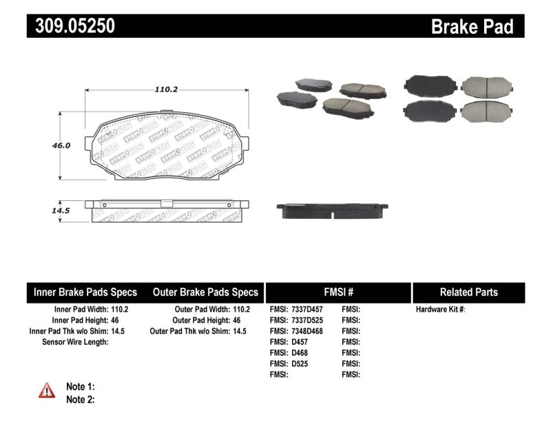 Plaquettes de frein avant StopTech Performance 90-93 Mazda Miata D525
