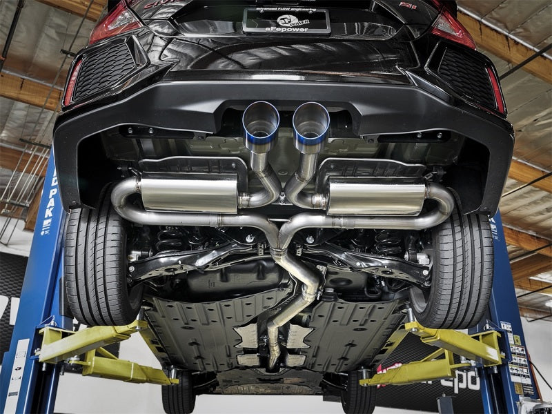 Système d'échappement Cat-Back aFe Takeda 3 pouces 304 SS avec embouts bleus 2017+ Honda Civic Si 4Dr I4 1,5 L (t)