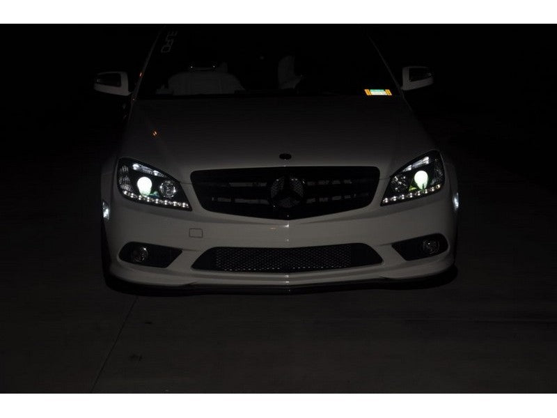 Phares de projecteur halogènes Spyder Mercedes Benz Classe C 08-11 - DRL Blk PRO-YD-MBW20408-DRL-BK